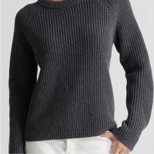 Quince Organic Cotton Charcoal Fisherman Crew Neck Sweater